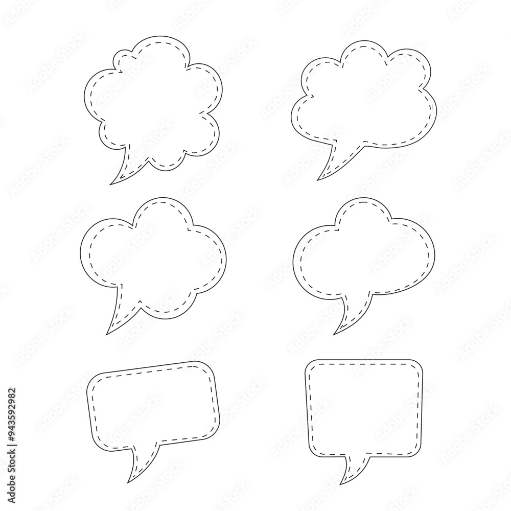 Monochrome hand draw vector speech boobles set . Monochrome hand draw vector speech boobles set .