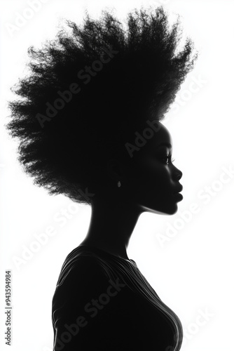 Silhouette of a black woman with black power hair