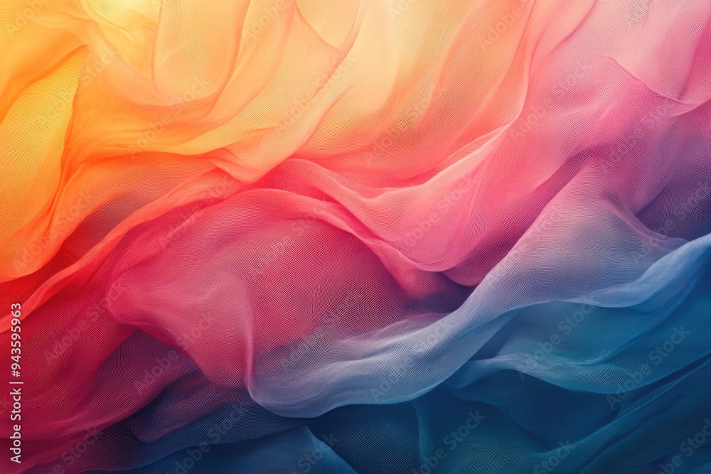 Obraz premium Colorful transparent fabric flowing and forming wavy shapes