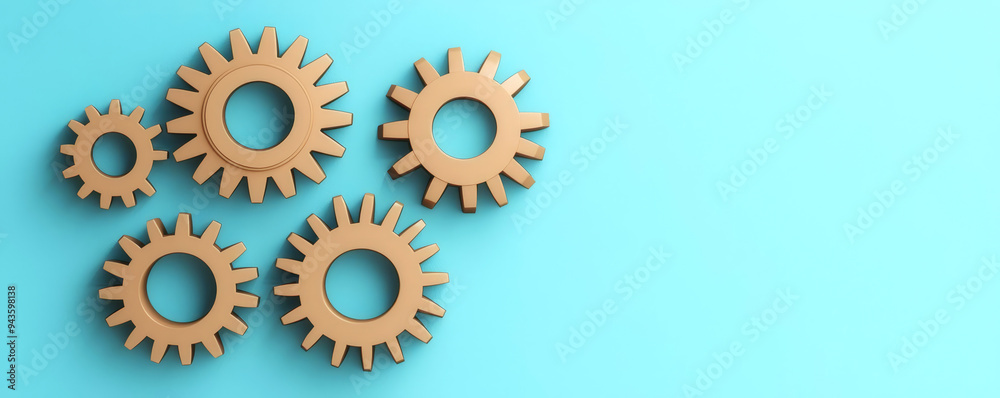 Resource management icon, interconnected gears, 3D illustration Resource management icon, interconnected gears, 3D illustration