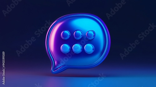 Icon of a three-dimensional, blue speech bubble with three dots inside, commonly used to represent an ongoing conversation in messaging applications. 