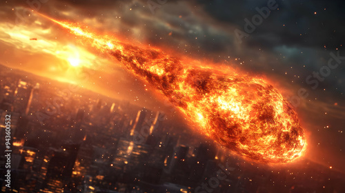 A fiery meteor streaks acro...