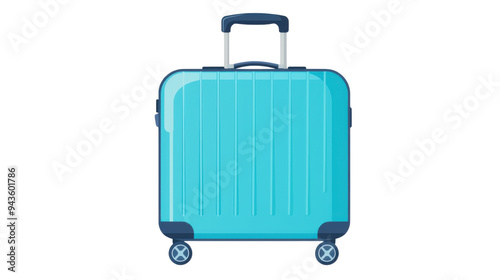 A vibrant blue suitcase with a sleek design, perfect for travel, featuring four wheels for easy maneuverability on journeys. Isolated on transparent background. photo