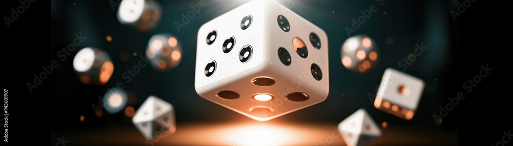Dynamic scene of flying dice creating a sense of excitement and chance, perfect for gaming and gambling themes. Dynamic scene of flying dice creating a sense of excitement and chance, perfect for gaming and gambling themes.