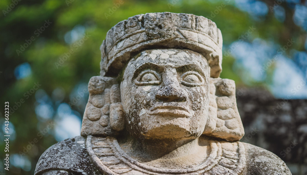 Stone statue of h Mayan or Aztec god. Mythology concept. Ancient sculpture. Stone statue of h Mayan or Aztec god. Mythology concept. Ancient sculpture.