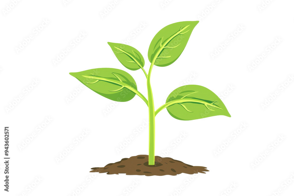 A vibrant green plant sprouting from rich brown soil, symbolizing growth, nature, and the environment. Isolated on transparent background. A vibrant green plant sprouting from rich brown soil, symbolizing growth, nature, and the environment. Isolated on transparent background.