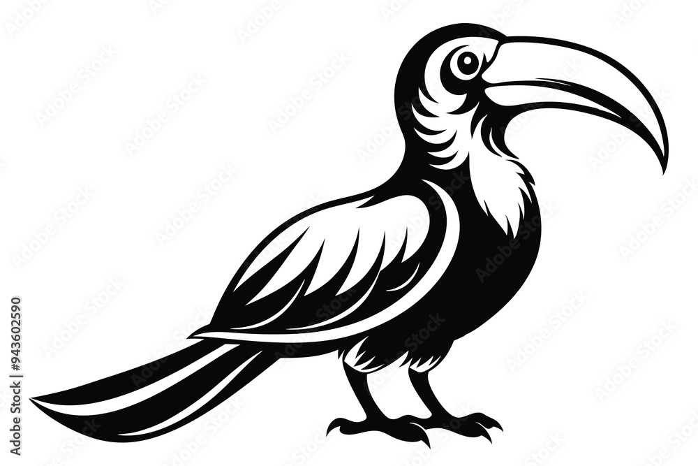 Naklejka premium Great Hornbill silhouette vector illustration F.eps
