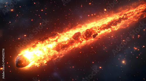 A fiery meteoroid streaks t...