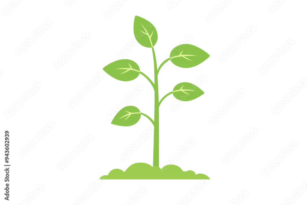 A vibrant green plant sprouting from soil, symbolizing growth, nature, and sustainability in a stylized vector design. Isolated on transparent background. A vibrant green plant sprouting from soil, symbolizing growth, nature, and sustainability in a stylized vector design. Isolated on transparent background.