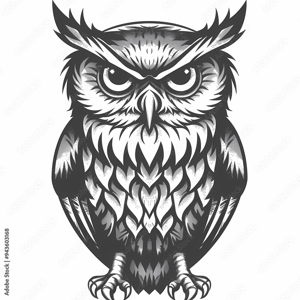 Fototapeta premium Owl vector image ,Art nouveau artistic image of Owl in a round shape
