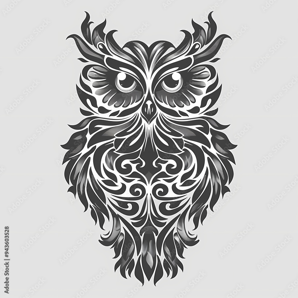 Owl vector image ,Art nouveau artistic image of Owl in a round shape Owl vector image ,Art nouveau artistic image of Owl in a round shape