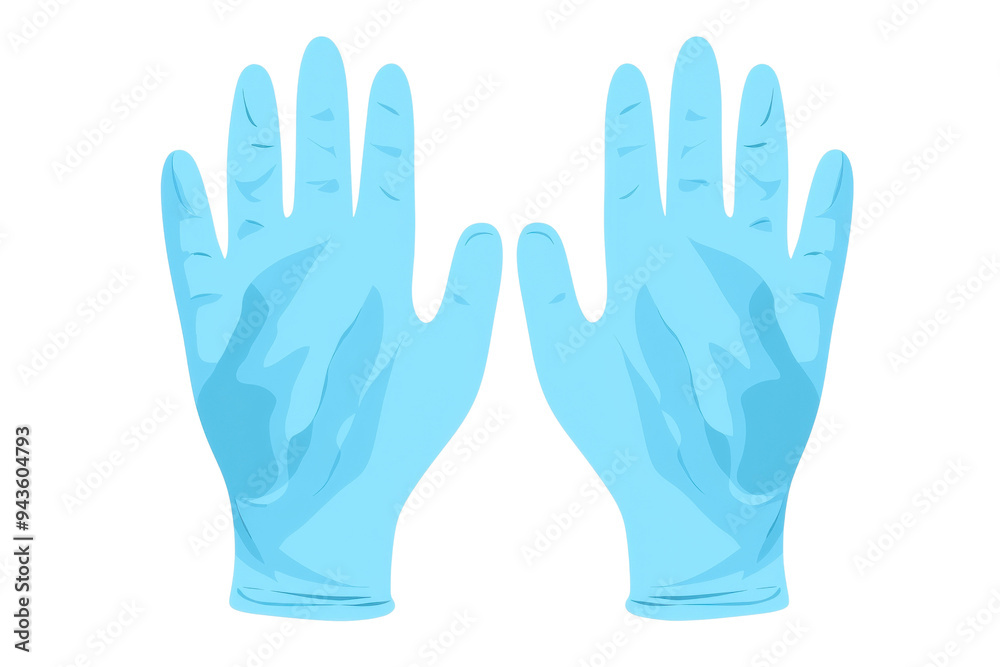 Blue disposable gloves shown from the front, ideal for medical, cleaning, or food handling purposes. Isolated on transparent background. Blue disposable gloves shown from the front, ideal for medical, cleaning, or food handling purposes. Isolated on transparent background.