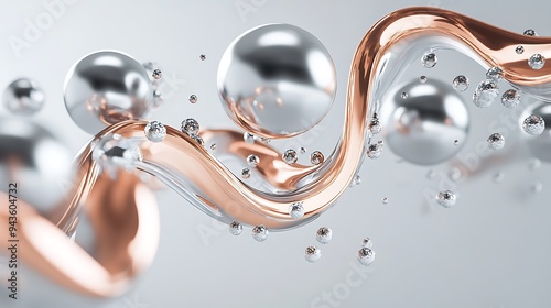 Abstract Composition with Metallic Spheres and a Swirling Band photo