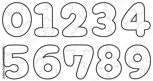 Numbers decorating worksheets number jigsaw puzzle Learning for kindergarten and preschool children