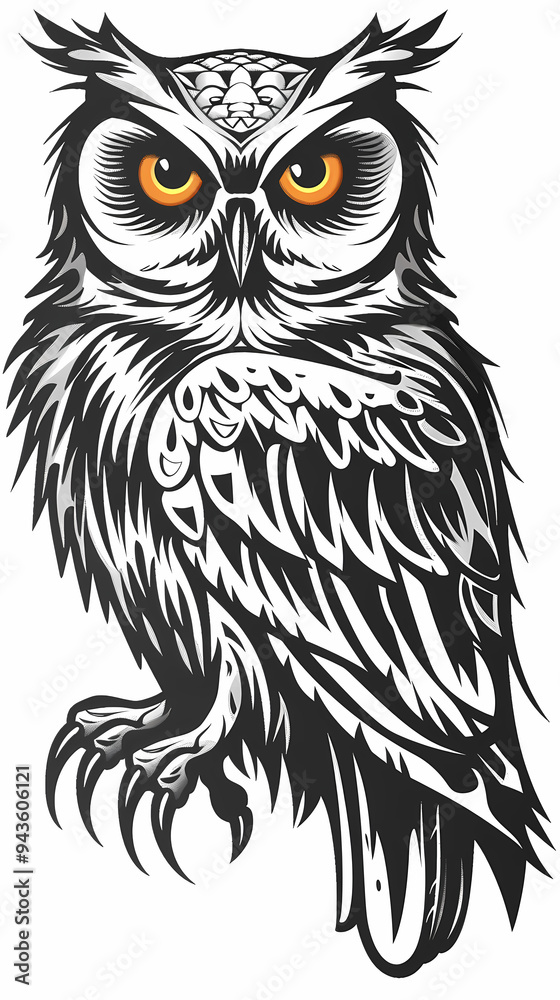 Owl vector image ,Art nouveau artistic image of Owl in a round shape Owl vector image ,Art nouveau artistic image of Owl in a round shape