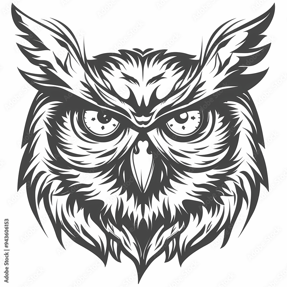 Obraz premium Owl vector image ,Art nouveau artistic image of Owl in a round shape