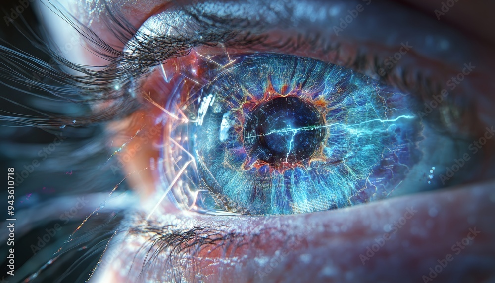 Interactive diagram of the human eye with digital enhancements for ...