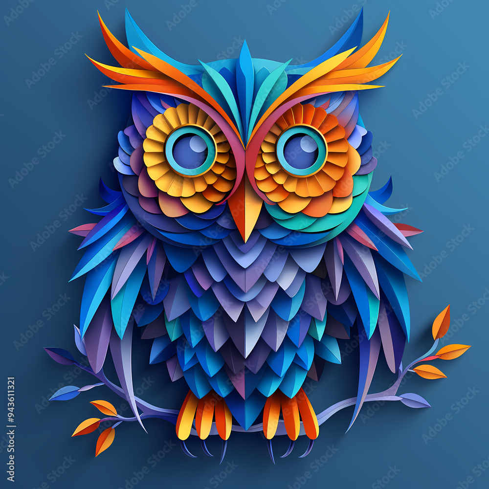 Obraz premium Owl vector image ,Art nouveau artistic image of Owl in a round shape