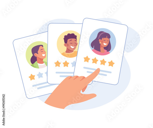 Hiring, Recruiting and Employment with Hand Rate Worker Vector Illustration