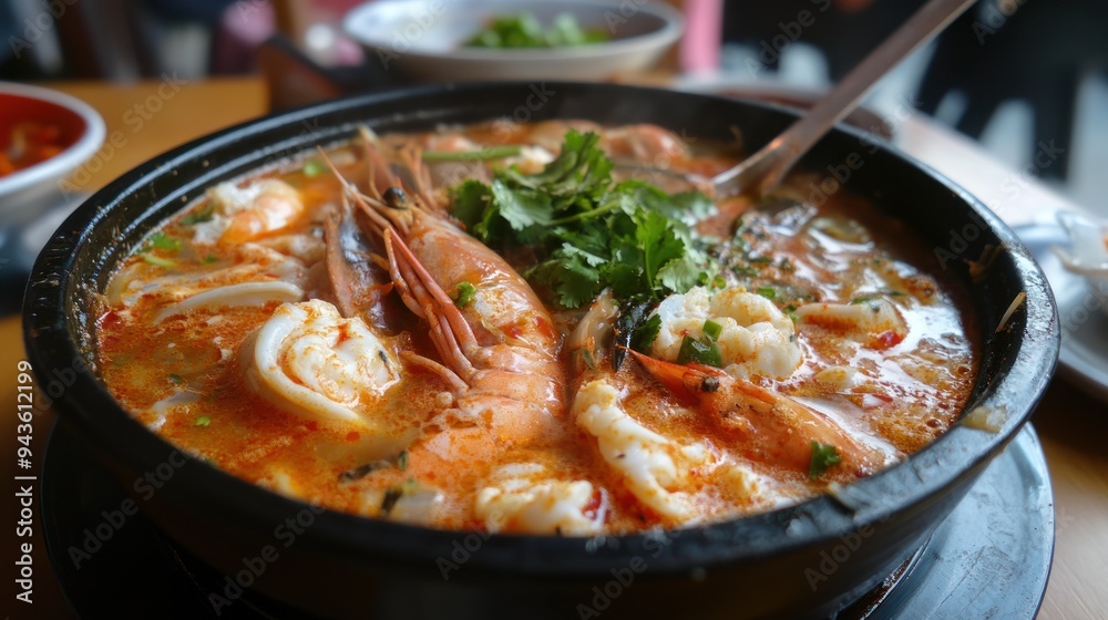 Aromatic Thai Seafood Soup with Shrimp and Cilantro Aromatic Thai Seafood Soup with Shrimp and Cilantro