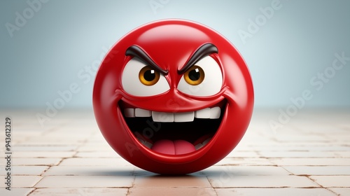 red smiley angry emoji.