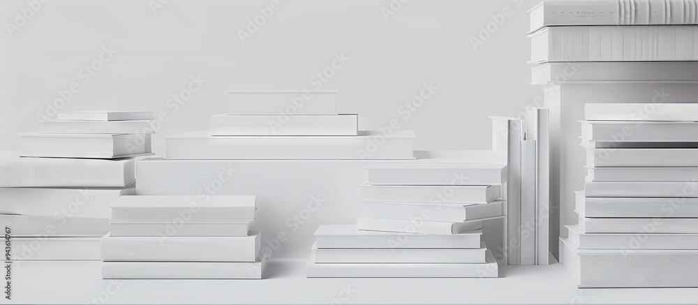 Books arranged neatly on a white table with ample copy space to personalize Books arranged neatly on a white table with ample copy space to personalize