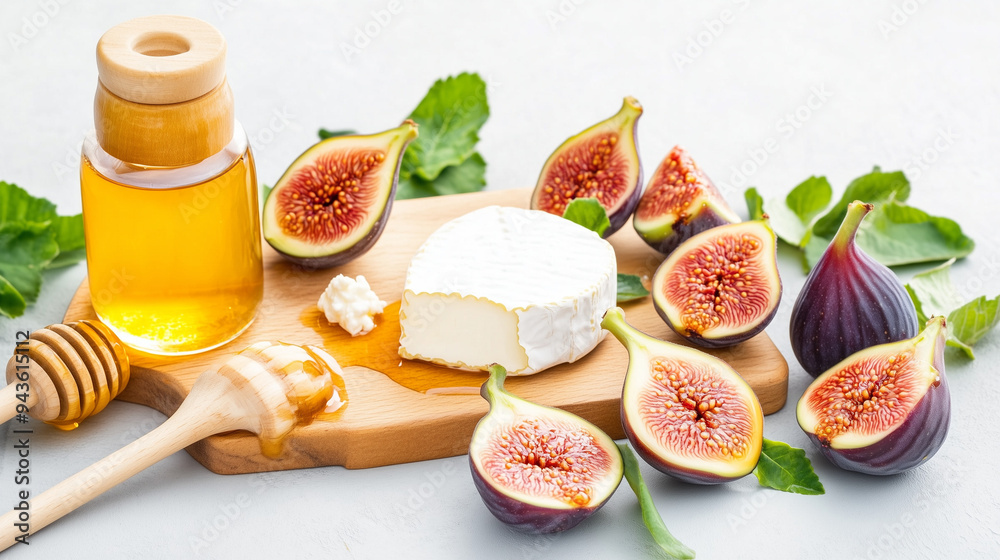 juicy fresh figs on a platter, paired with goat cheese and honey, rustic and gourmet
juicy fresh figs on a platter, paired with goat cheese and honey, rustic and gourmet
