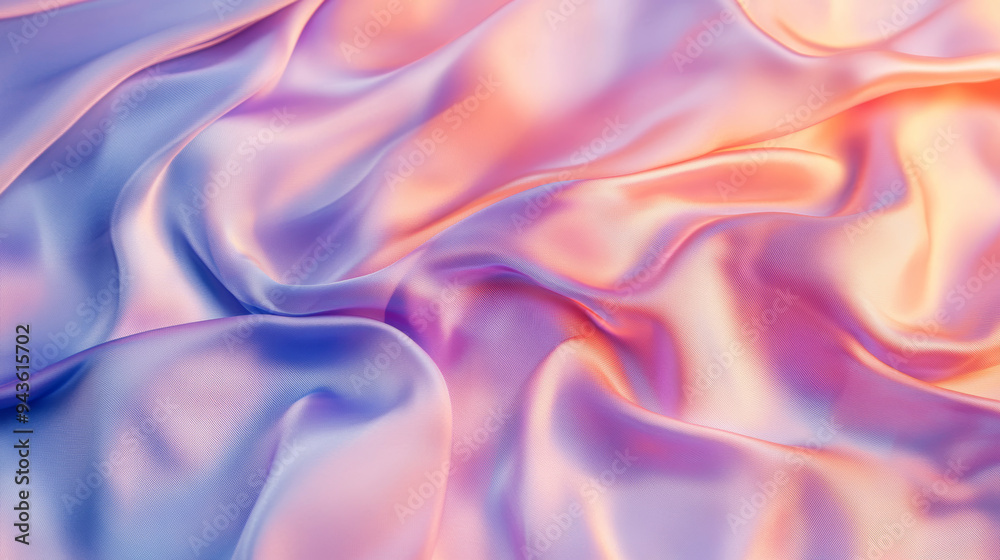 Close-up of smooth silk fabric in pastel gradient hues of pink, purple, and peach, featuring soft, flowing folds and a glossy texture.
Close-up of smooth silk fabric in pastel gradient hues of pink, purple, and peach, featuring soft, flowing folds and a glossy texture.