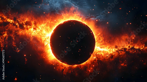 A fiery planet engulfed in ...