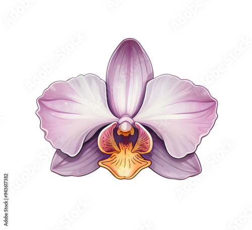 Orchid flower illustration on white background, isolated