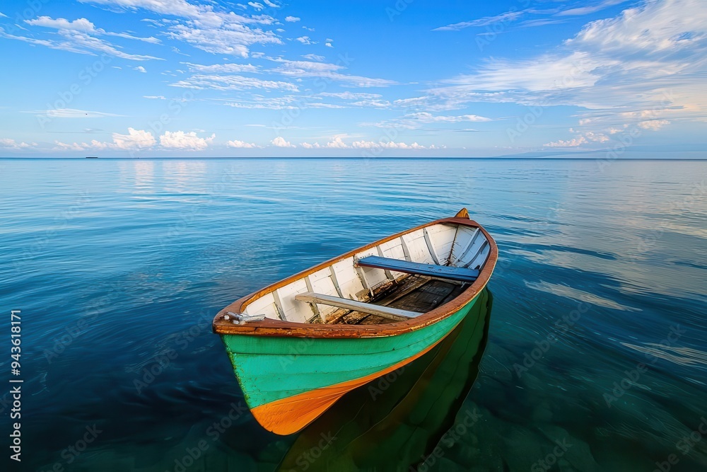 Calm seas with light breezes and scattered clouds, perfect for boating, weather conditions, calm and clear Calm seas with light breezes and scattered clouds, perfect for boating, weather conditions, calm and clear