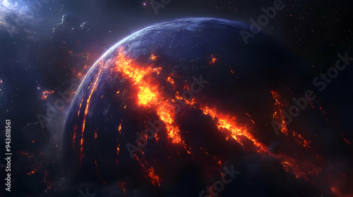 A fiery planet erupts with ...