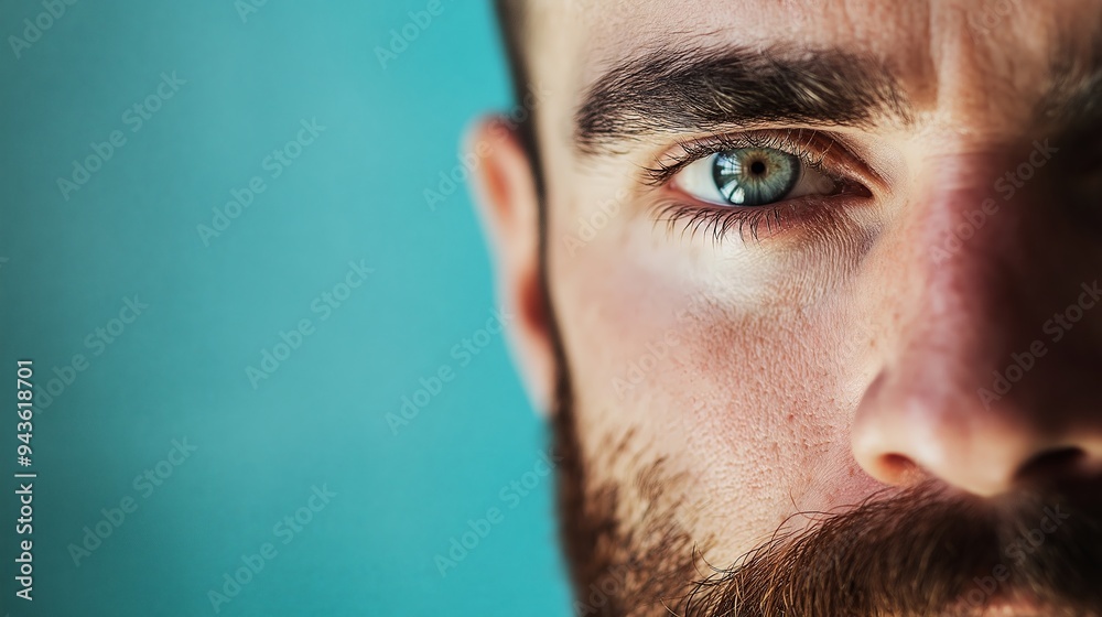 Close-up of a bearded man’s intense gaze, with a focus on his striking blue eye.
Close-up of a bearded man’s intense gaze, with a focus on his striking blue eye.