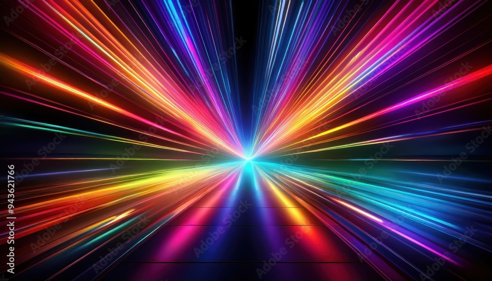 A vibrant display of colorful light rays radiating from a central point, creating a stunning visual effect on a dark background. A vibrant display of colorful light rays radiating from a central point, creating a stunning visual effect on a dark background.