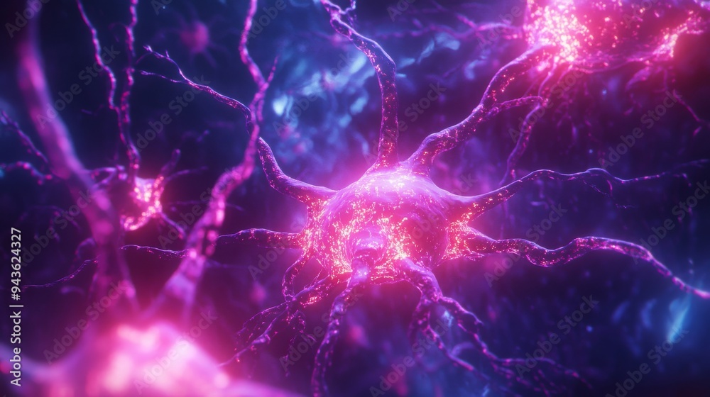 Nerve cells, Neurons, healthcare background, 16:9 Nerve cells, Neurons, healthcare background, 16:9