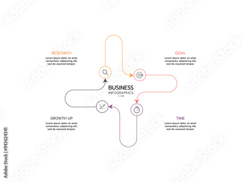 Tableau sur toile 4 option cycle infographic chart. Vector illustration.
