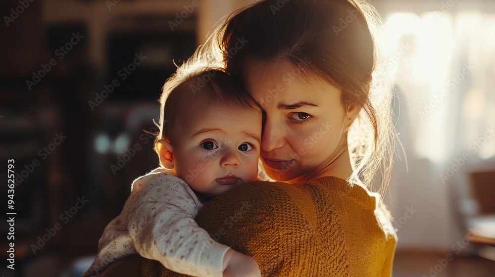 Obraz premium Homey hug of mother and baby