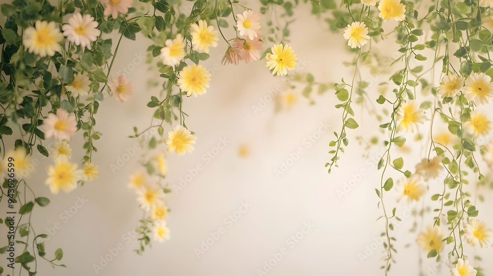 Lush Floral Backdrop with Cascading Yellow Daisies and Greenery Lush Floral Backdrop with Cascading Yellow Daisies and Greenery