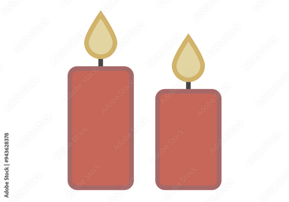 Dos velas rojas con llama de fuego