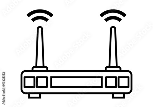 Icono negro de receptor o modem para wifi de internet