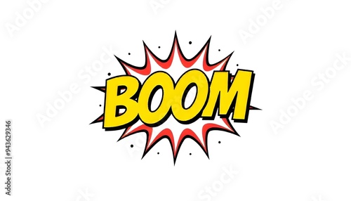 BOOM speech explosion bubble exclamation cloud isolated on a white background