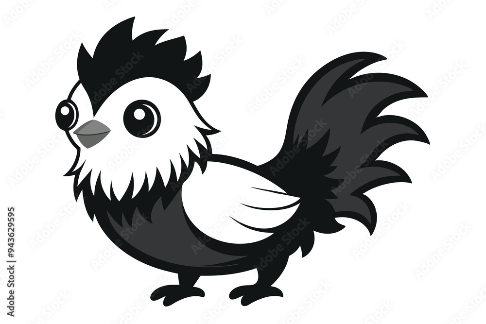 Silkie chicken kawaii silhouette vector K .eps Silkie chicken kawaii silhouette vector K .eps