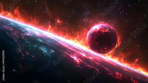 A fiery red planet ignites ...