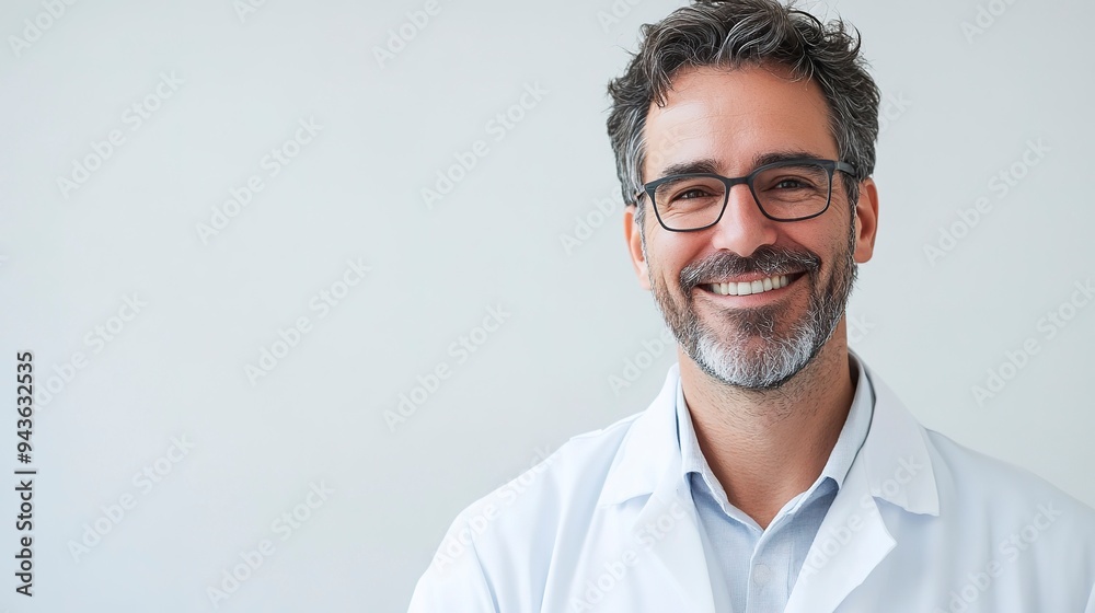Scientist or doctor, smiling by white background Scientist or doctor, smiling by white background
