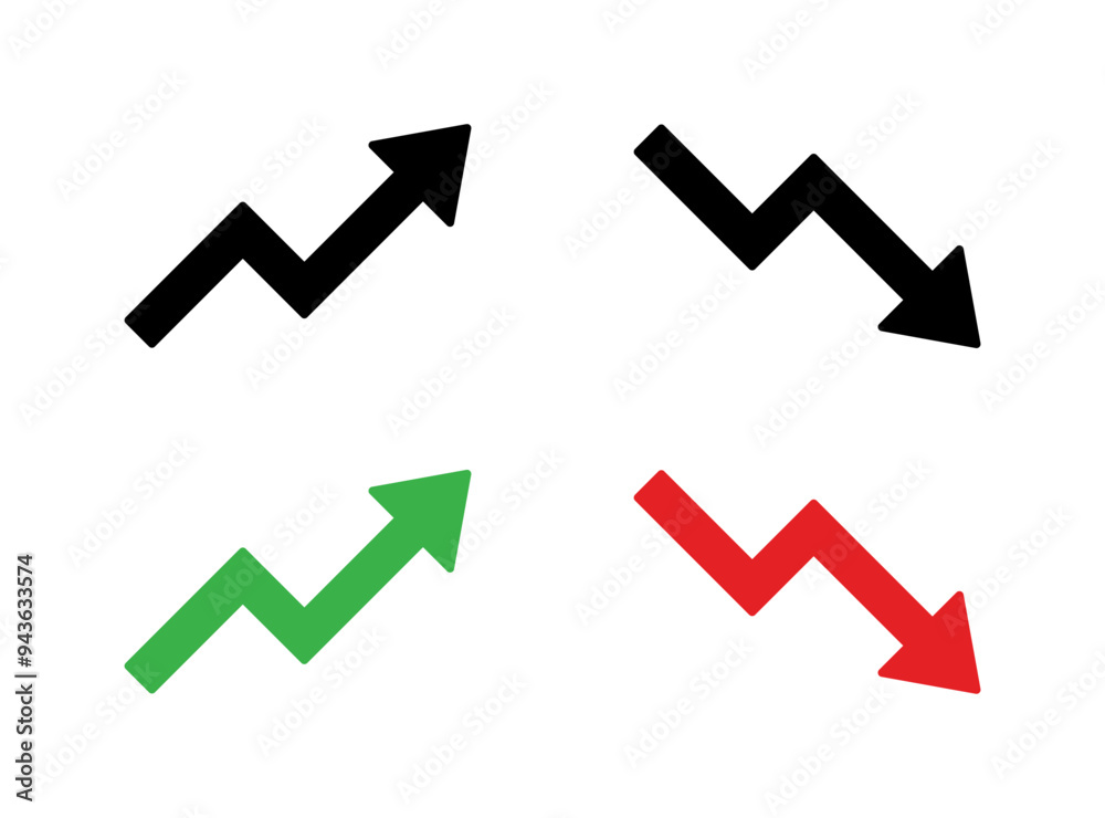 Uptrend and downtrend zigzag arrow icon in rounded corner
