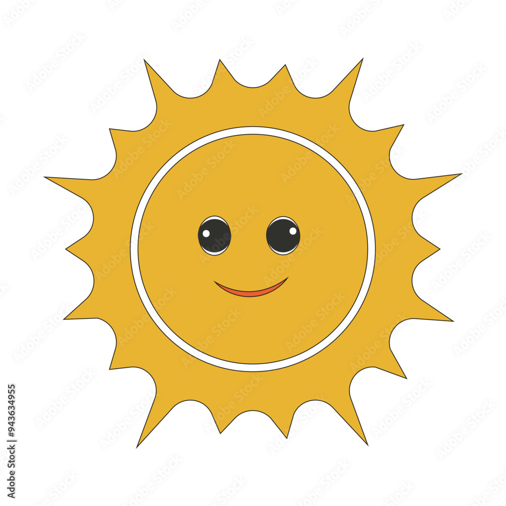 Sun in groovy style on isolated background.Retro element.Vector. Sun in groovy style on isolated background.Retro element.Vector.