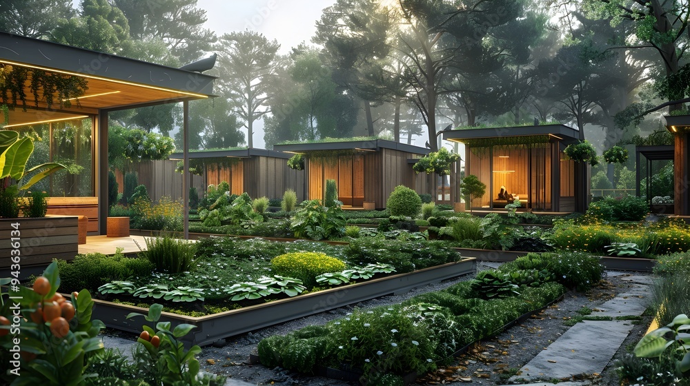 Eco Village with Sustainable Tiny Homes Communal Gardens and Renewable Energy Sources Eco Village with Sustainable Tiny Homes Communal Gardens and Renewable Energy Sources
