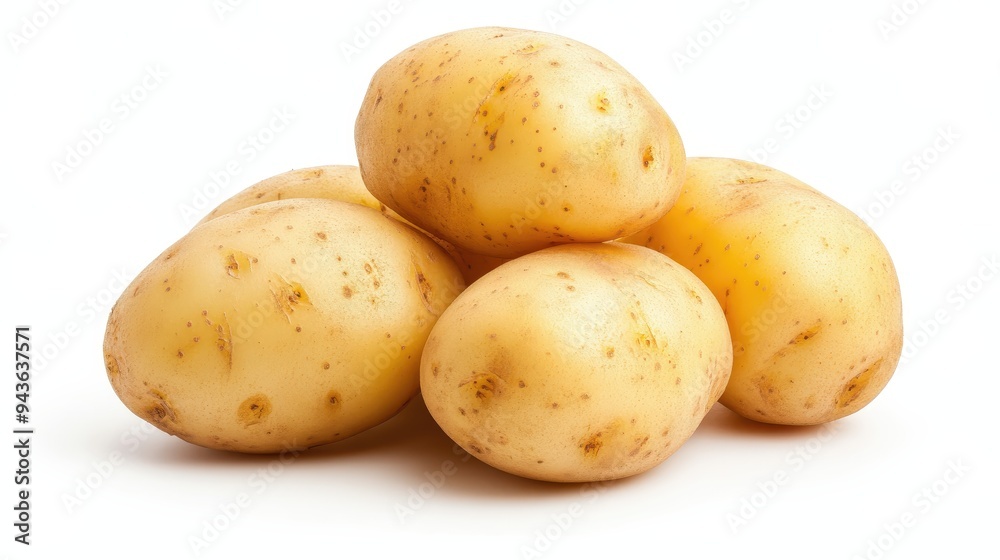 A pile of potatoes with a white background A pile of potatoes with a white background