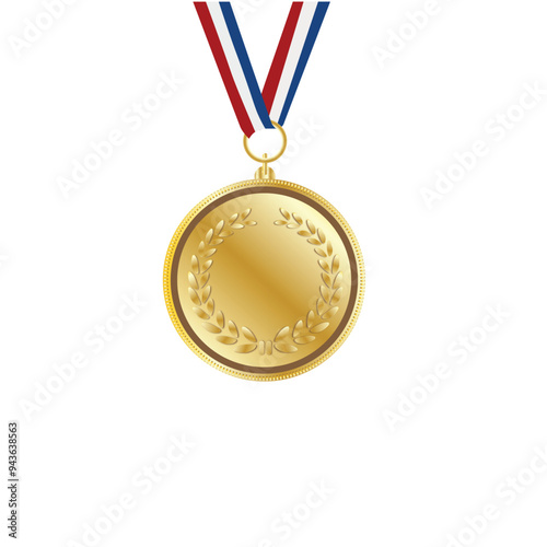 gold medal with ribbon