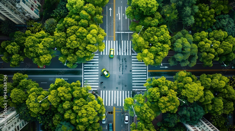Aerial View of Sustainable Urban Planning with Green Spaces and ...